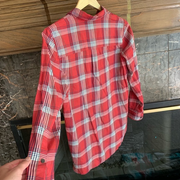 Madewell XS Red Plaid Button Down - Picture 3 of 3